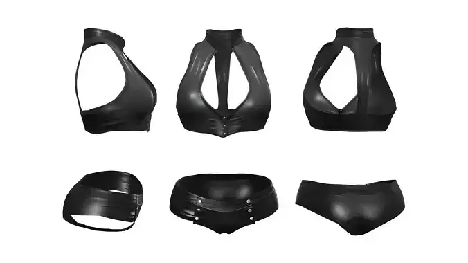 Snap Up Top and Booty Shorts Set Low-poly 3D model