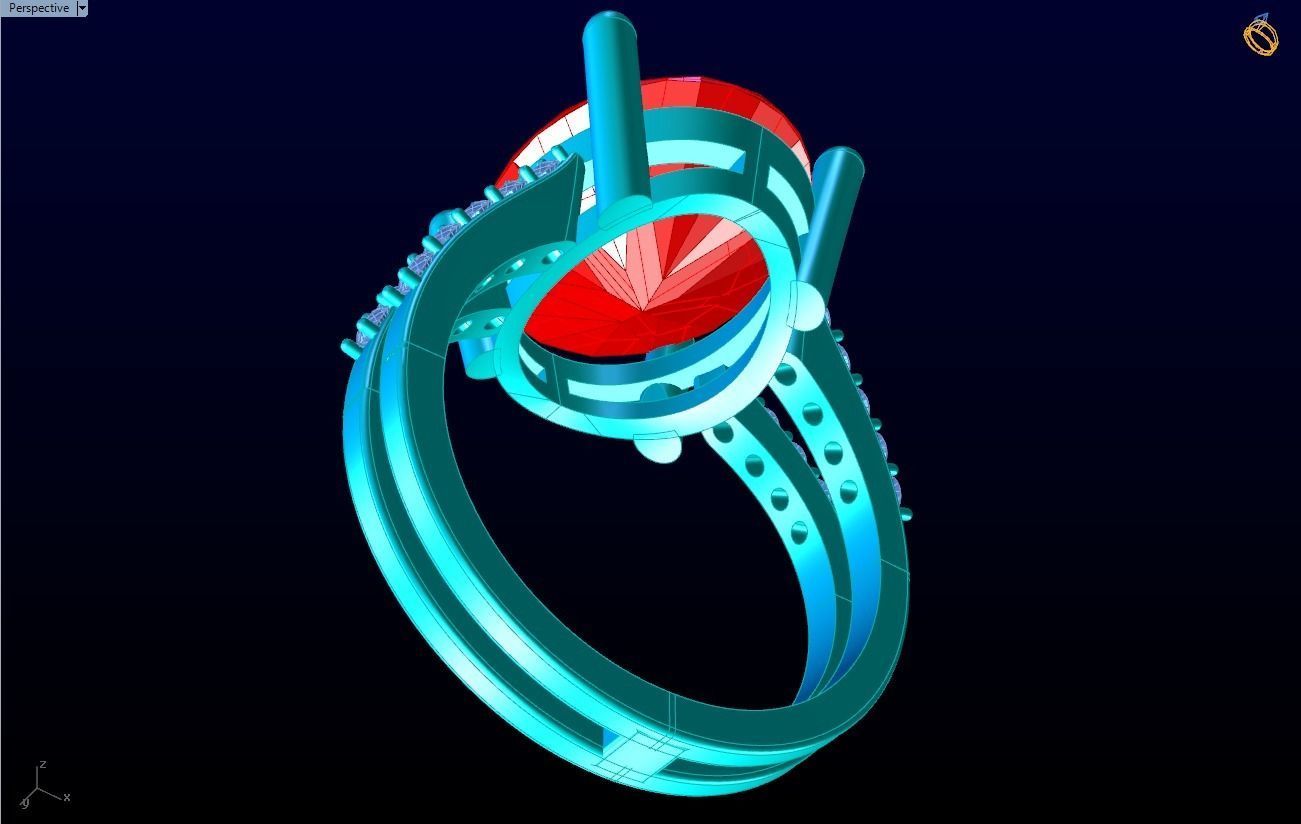 Gemstone rings - Oval stone ring - Diamond rings - N3023 3D print model_11