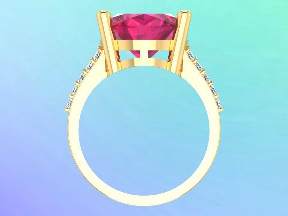 Gemstone rings - Oval stone ring - Diamond rings - N3023 3D print model_8