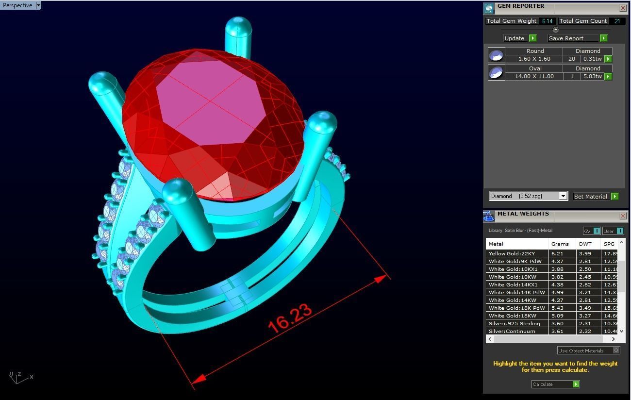 Gemstone rings - Oval stone ring - Diamond rings - N3023 3D print model_10