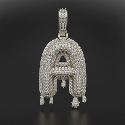 Bubble Letter A with Drip Pendant 3D print model