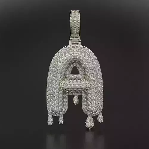 Bubble Letter A with Drip Pendant 3D print model