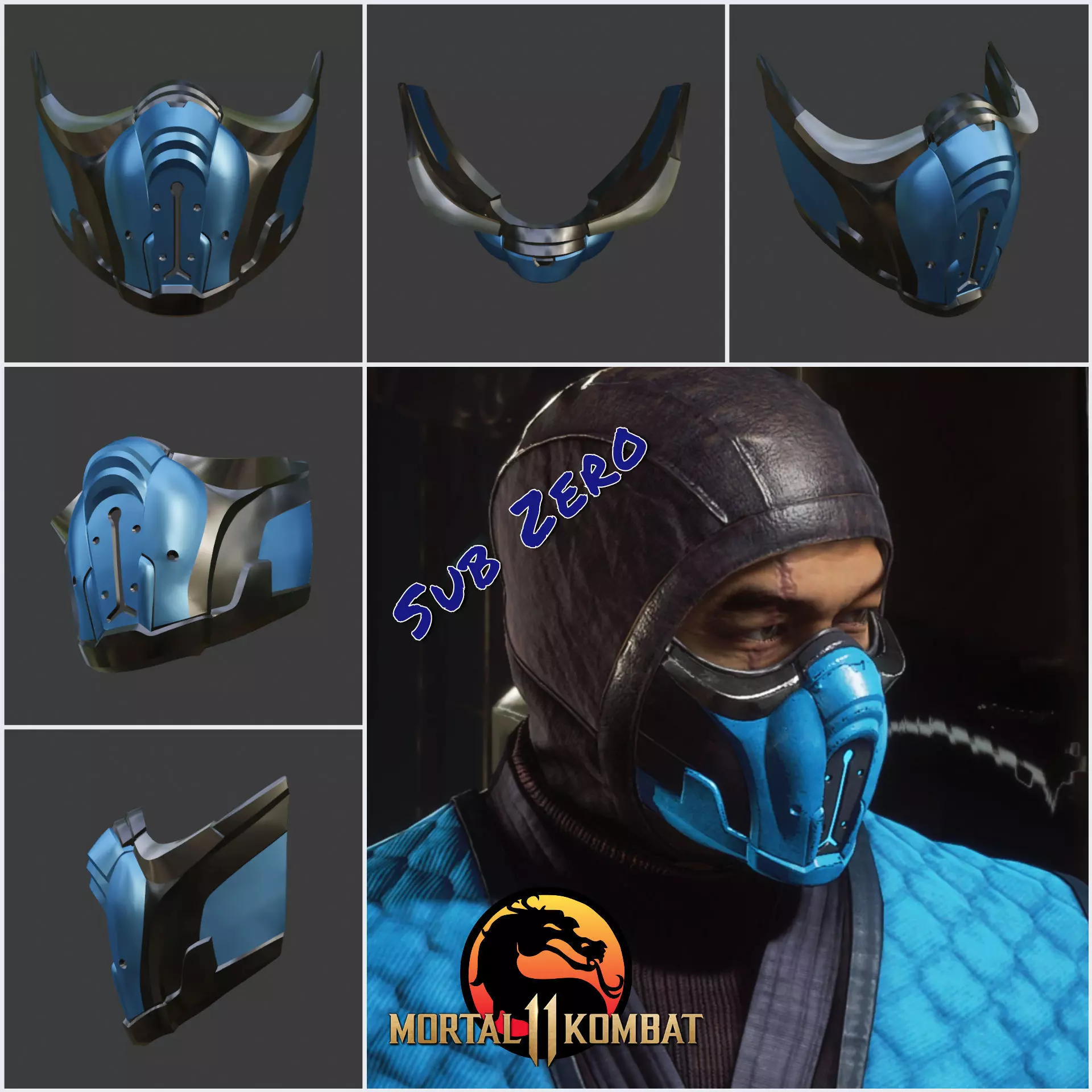 Sub Zero mask from Mortal Kombat 11 - Sleet survivor 3D print model_0
