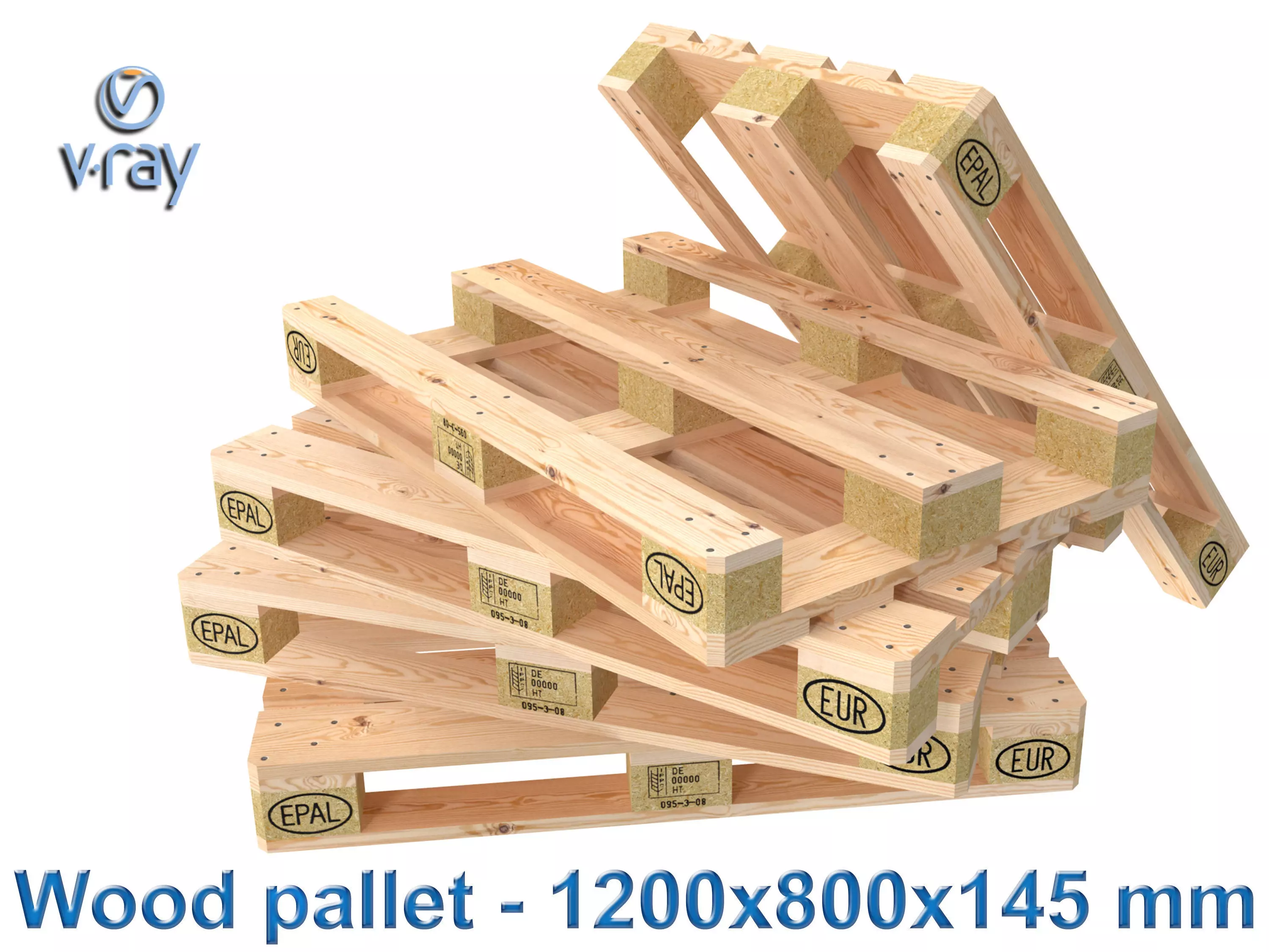 Wood pallet EPAL EUR Low-poly 3D model_0