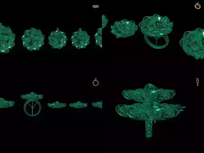 complete Set 4 emerald jewelry