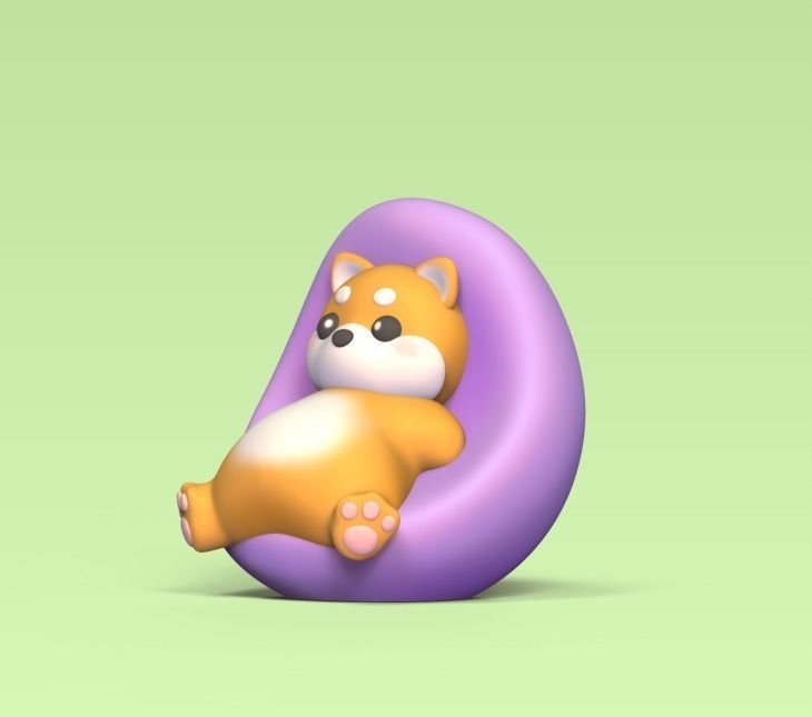 Lazy Shiba 3D print model_1