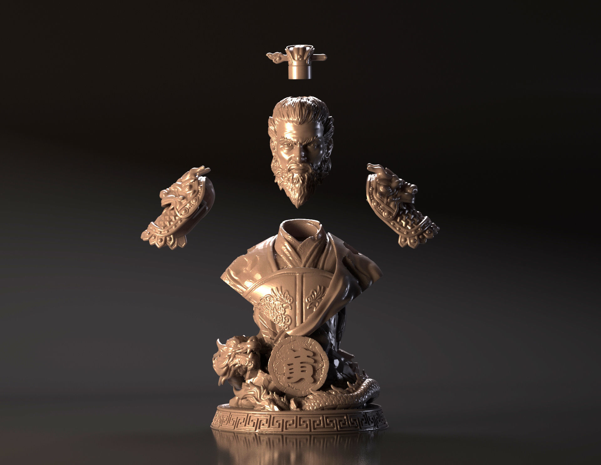 Bust of Huang Zhong - Romance of the Three Kingdoms 3D print model_2