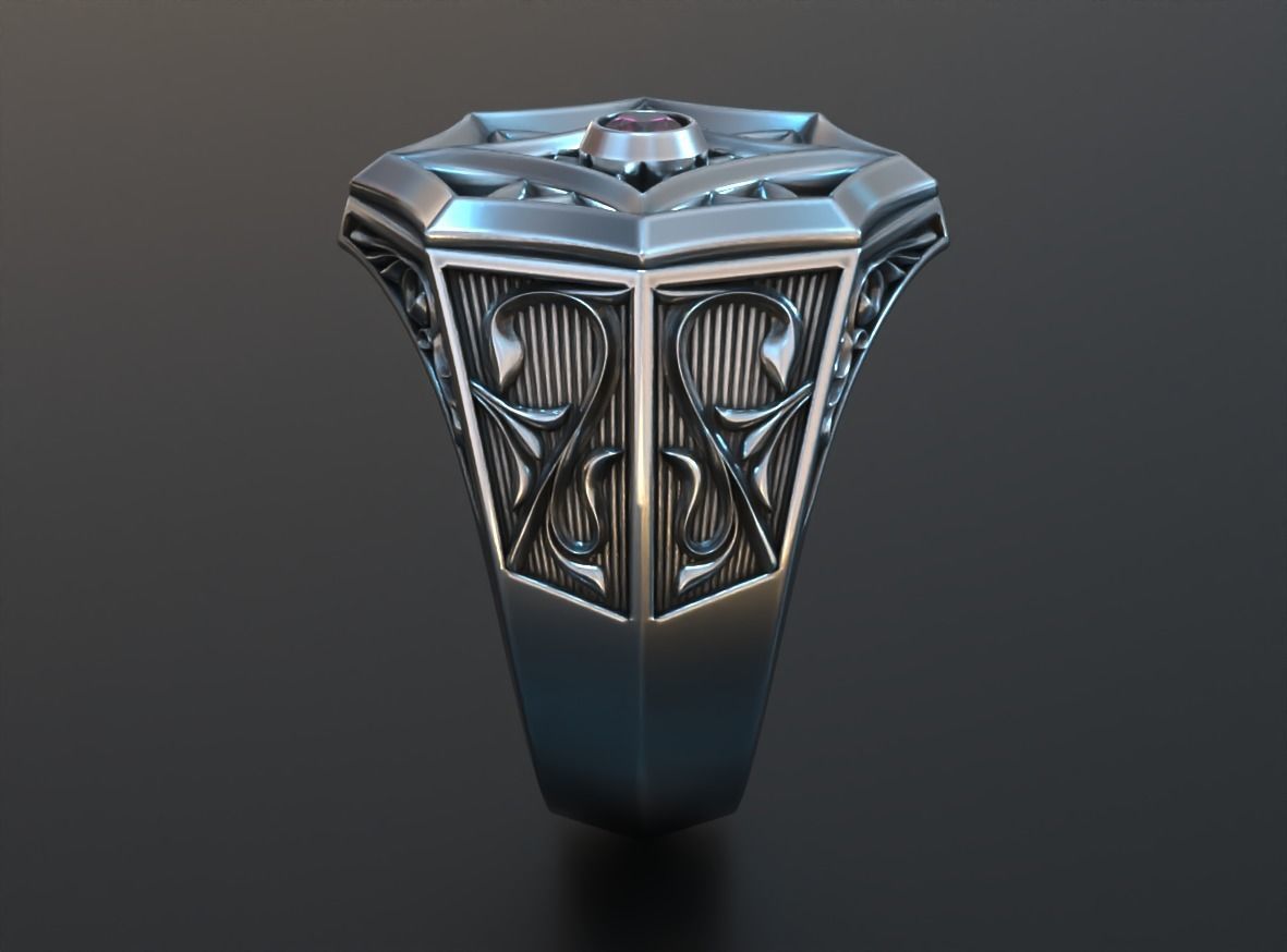 Stylish mens ring with vintage patterns 661 3D print model_15