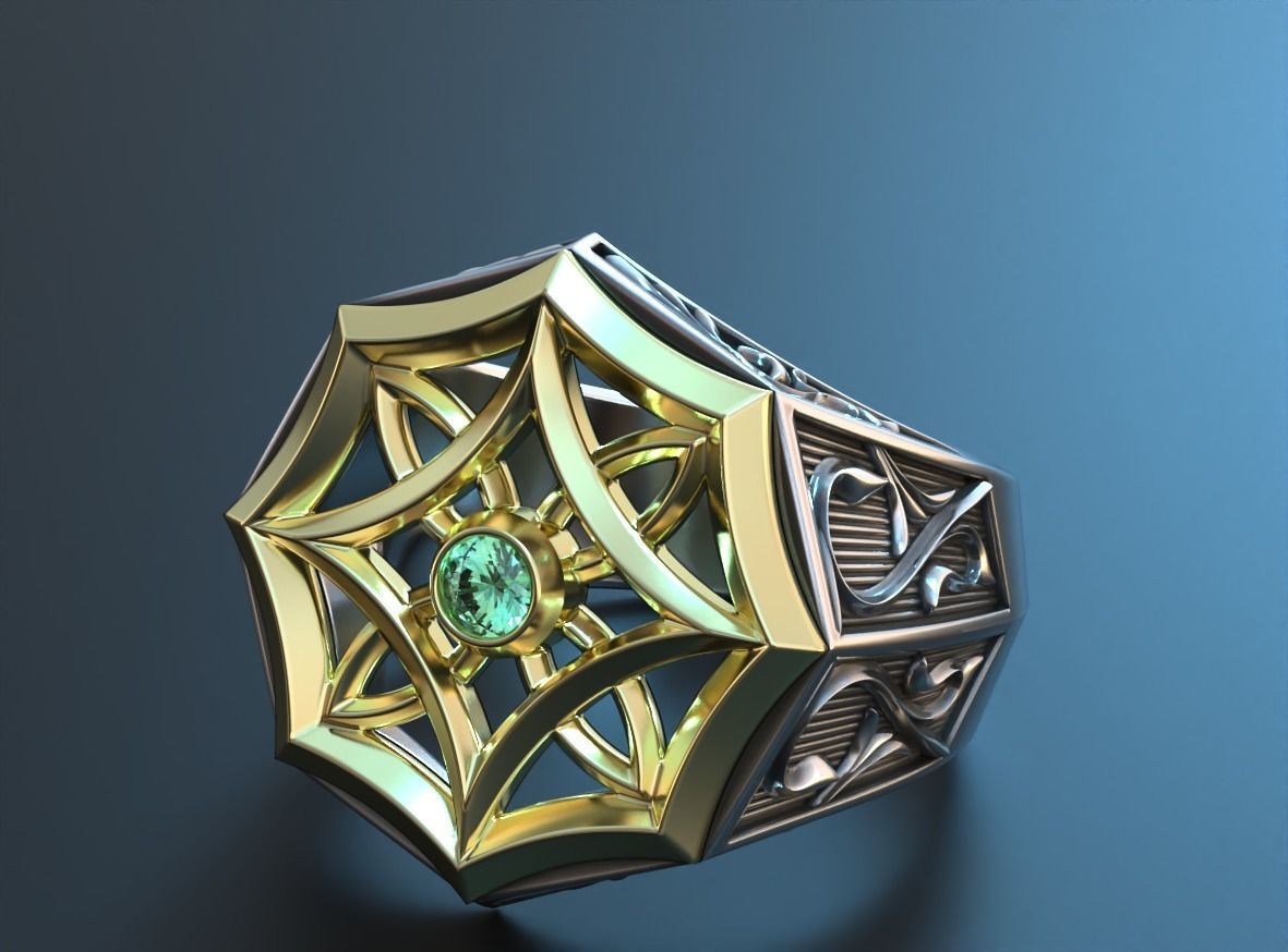 Stylish mens ring with vintage patterns 661 3D print model_10