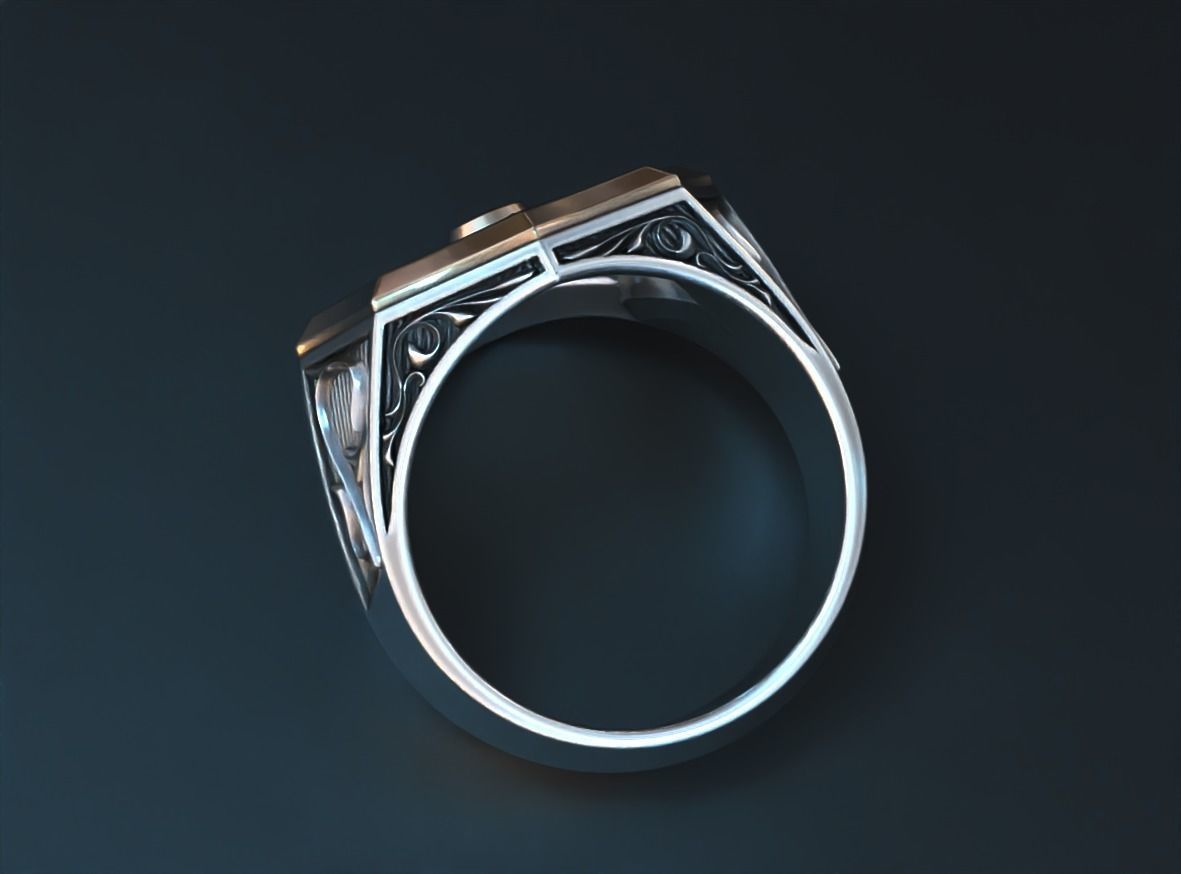 Stylish mens ring with vintage patterns 661 3D print model_7