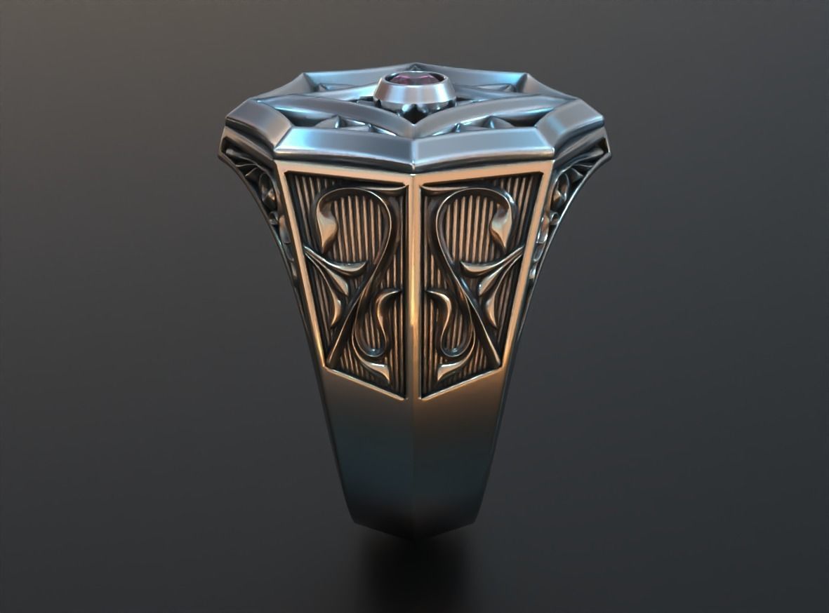 Stylish mens ring with vintage patterns 661 3D print model_2