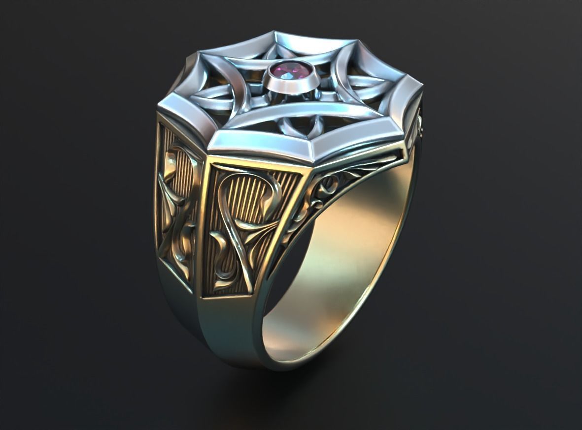 Stylish mens ring with vintage patterns 661 3D print model_13