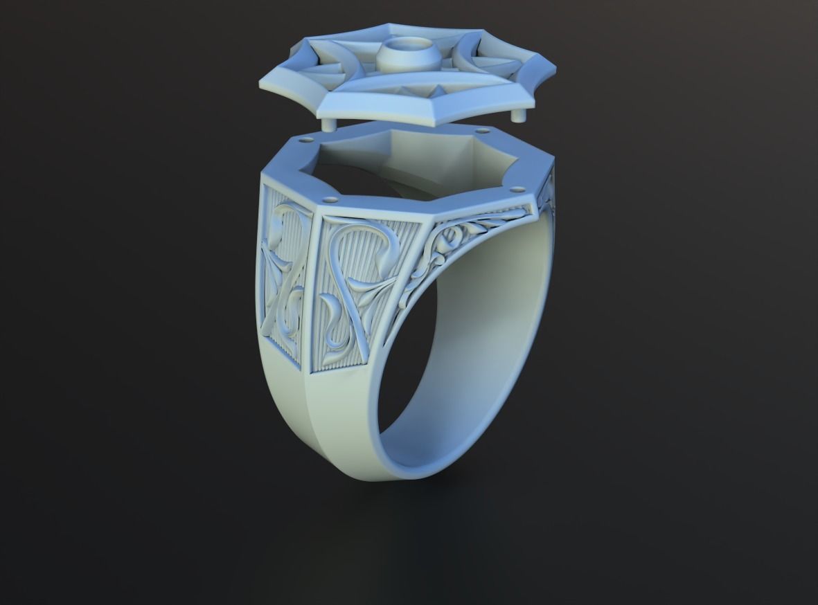 Stylish mens ring with vintage patterns 661 3D print model_16
