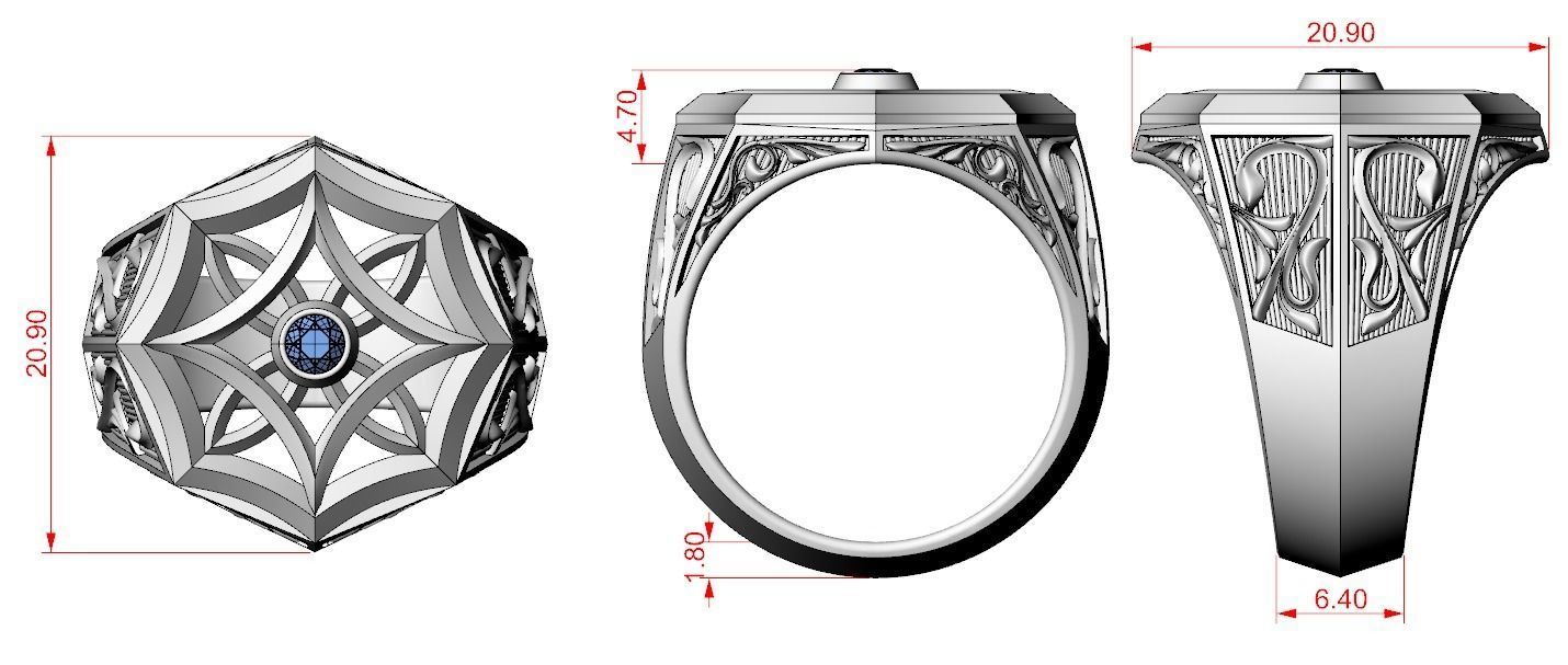 Stylish mens ring with vintage patterns 661 3D print model_18