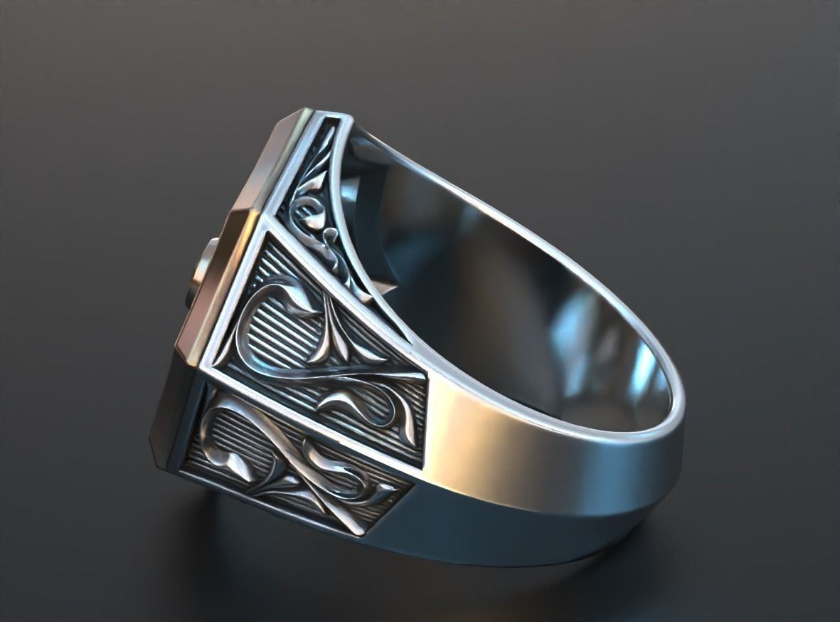 Stylish mens ring with vintage patterns 661 3D print model_5