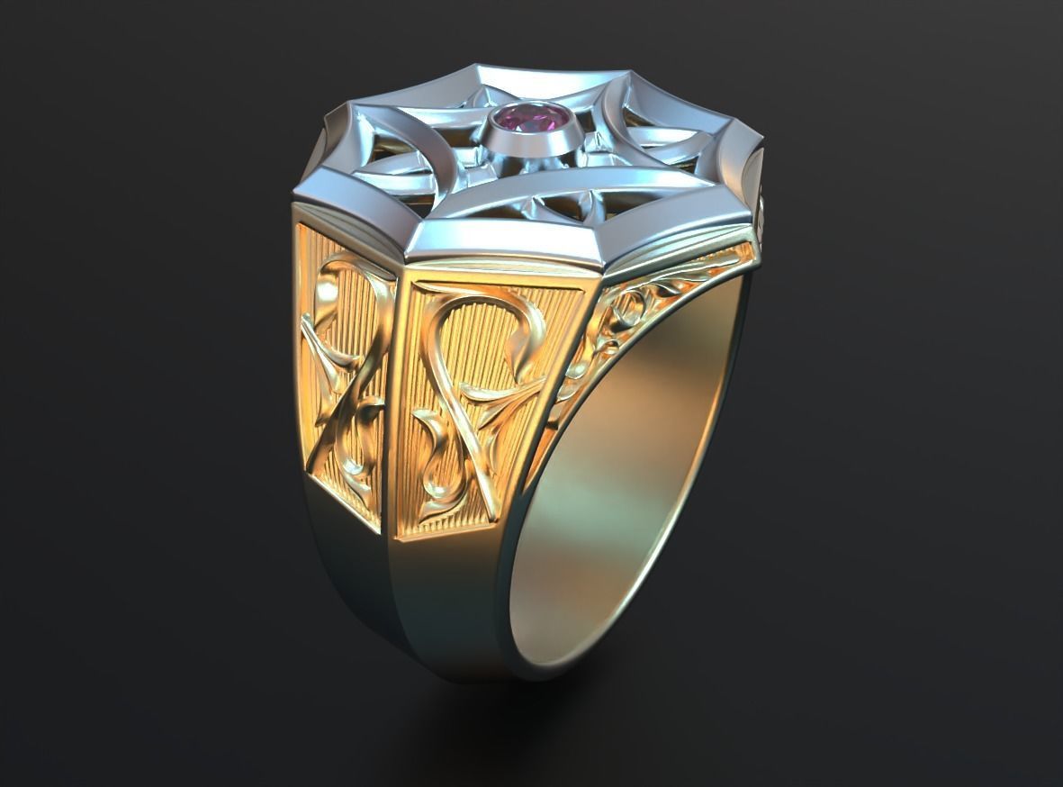 Stylish mens ring with vintage patterns 661 3D print model_14