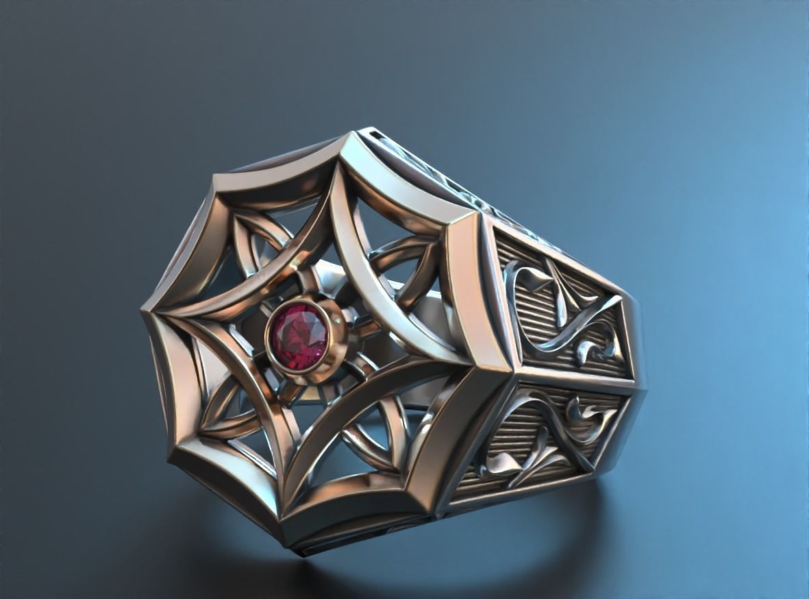 Stylish mens ring with vintage patterns 661 3D print model_4