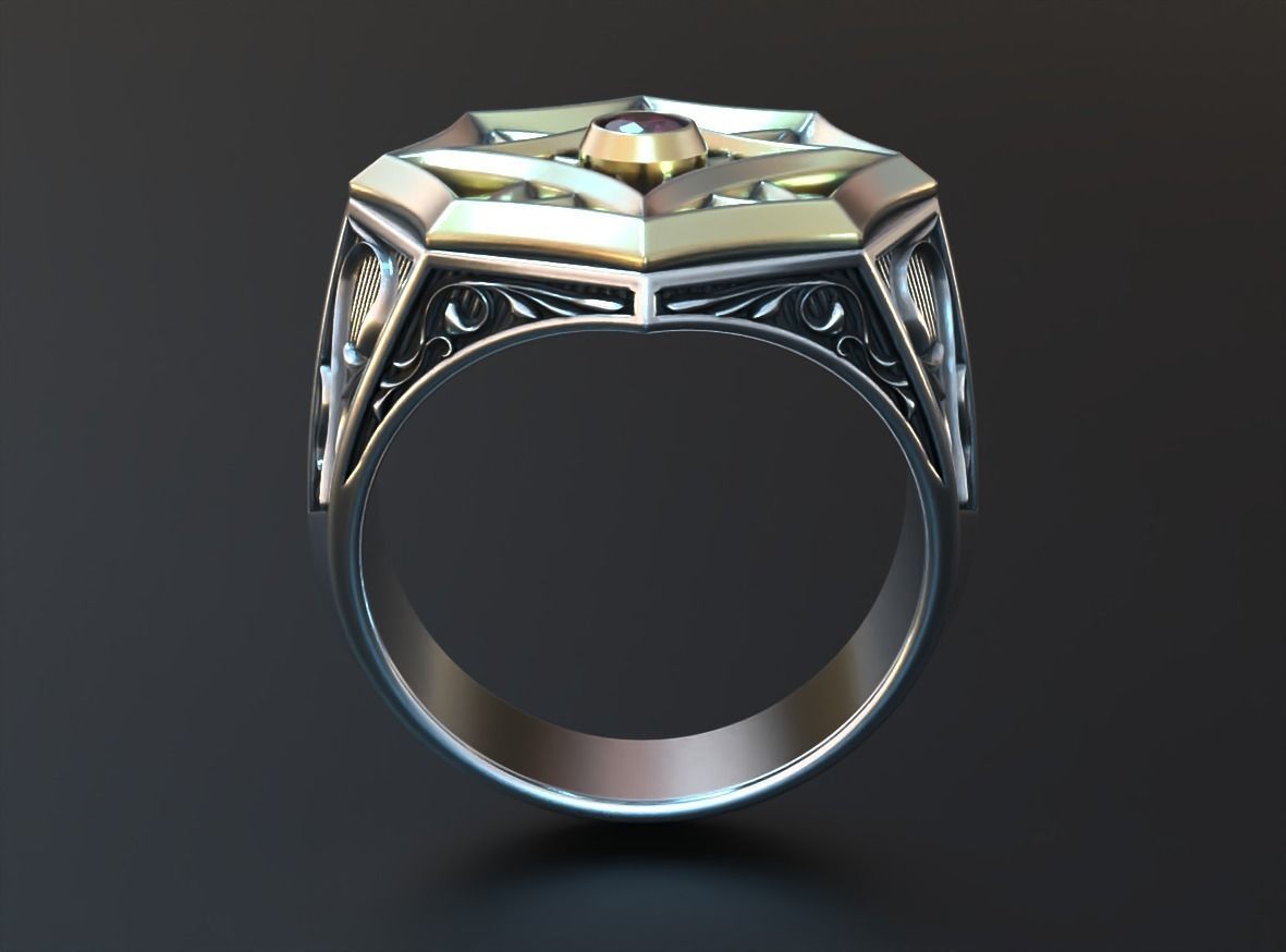 Stylish mens ring with vintage patterns 661 3D print model_12