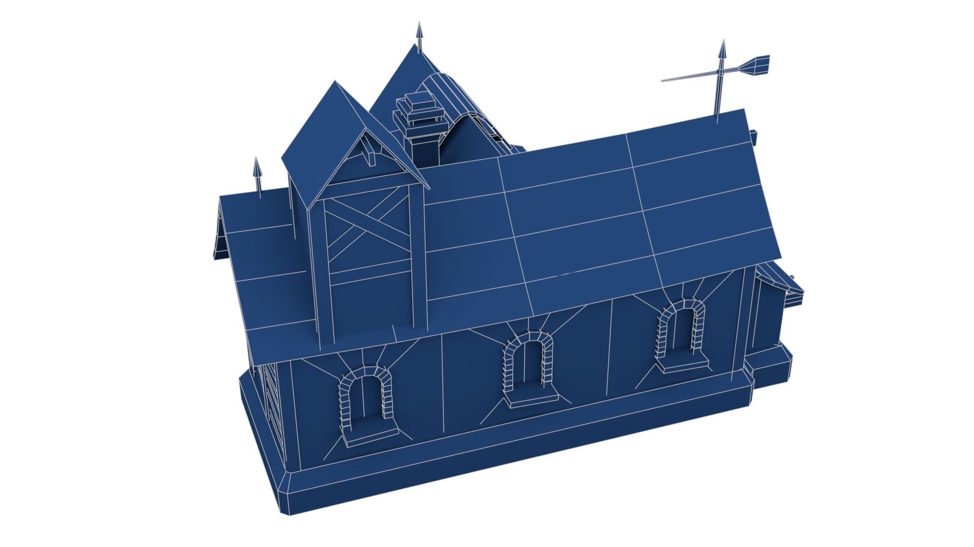 Medieval House Low-poly 3D model_24