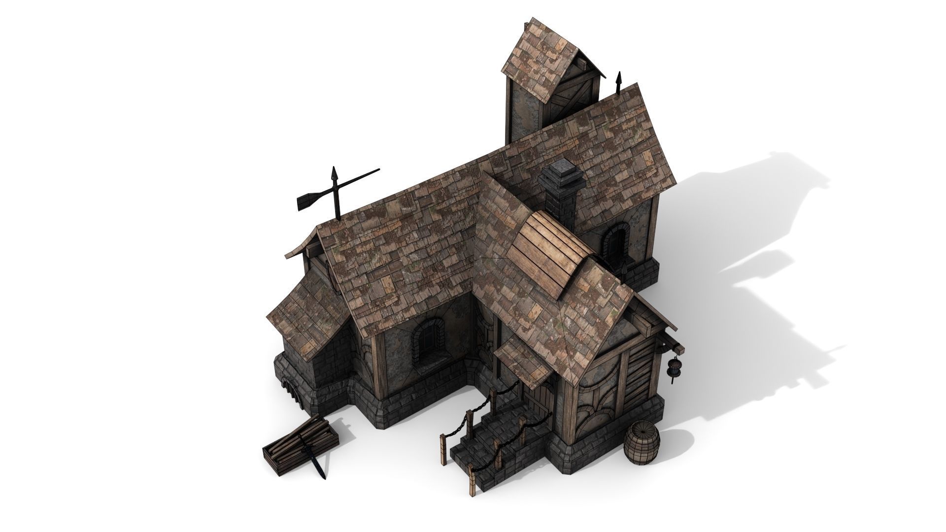 Medieval House Low-poly 3D model_15