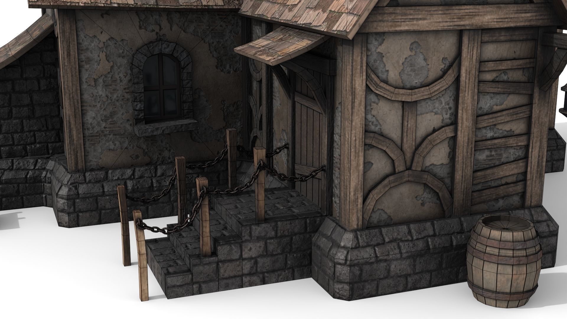 Medieval House Low-poly 3D model_17