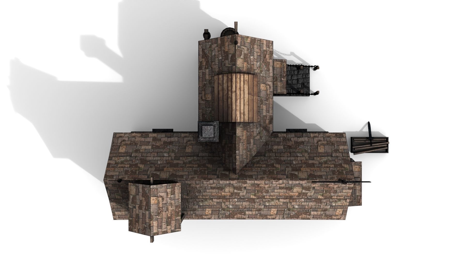 Medieval House Low-poly 3D model_16