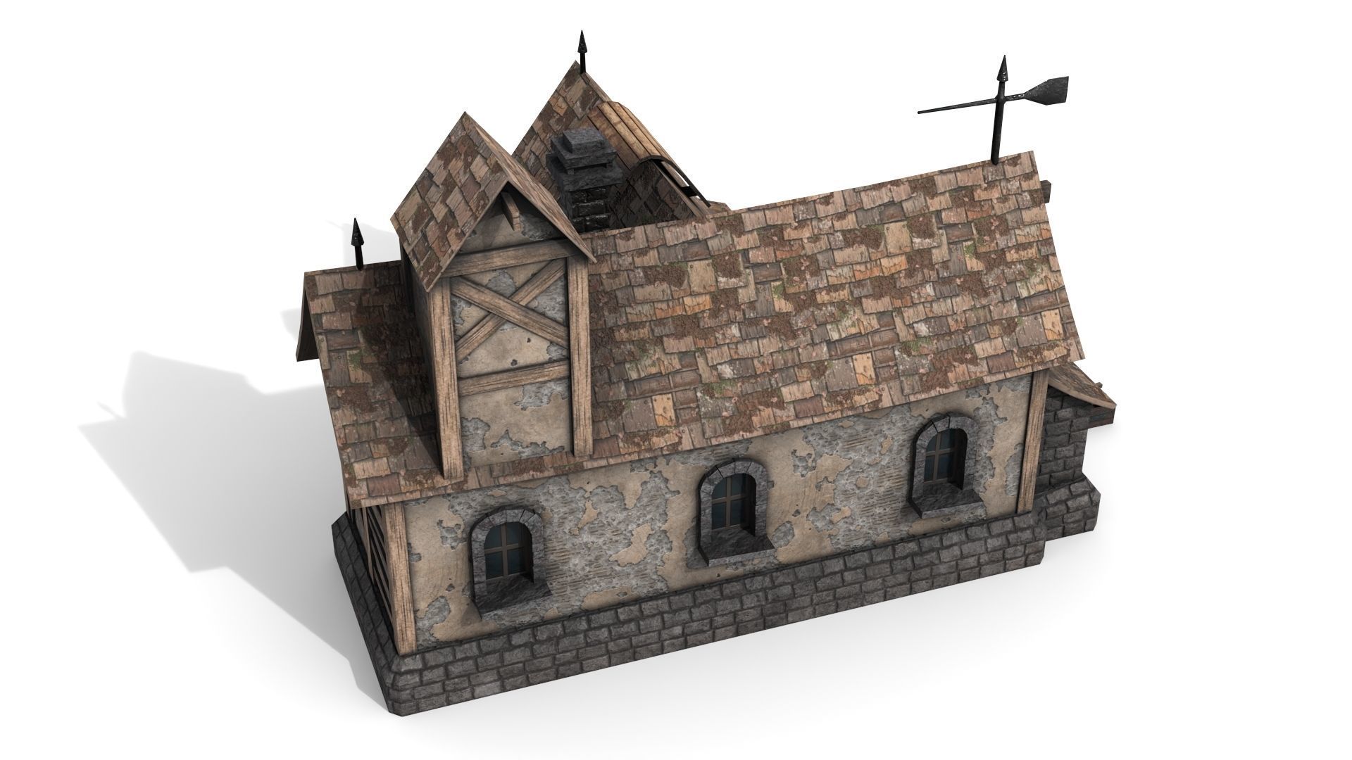 Medieval House Low-poly 3D model_4