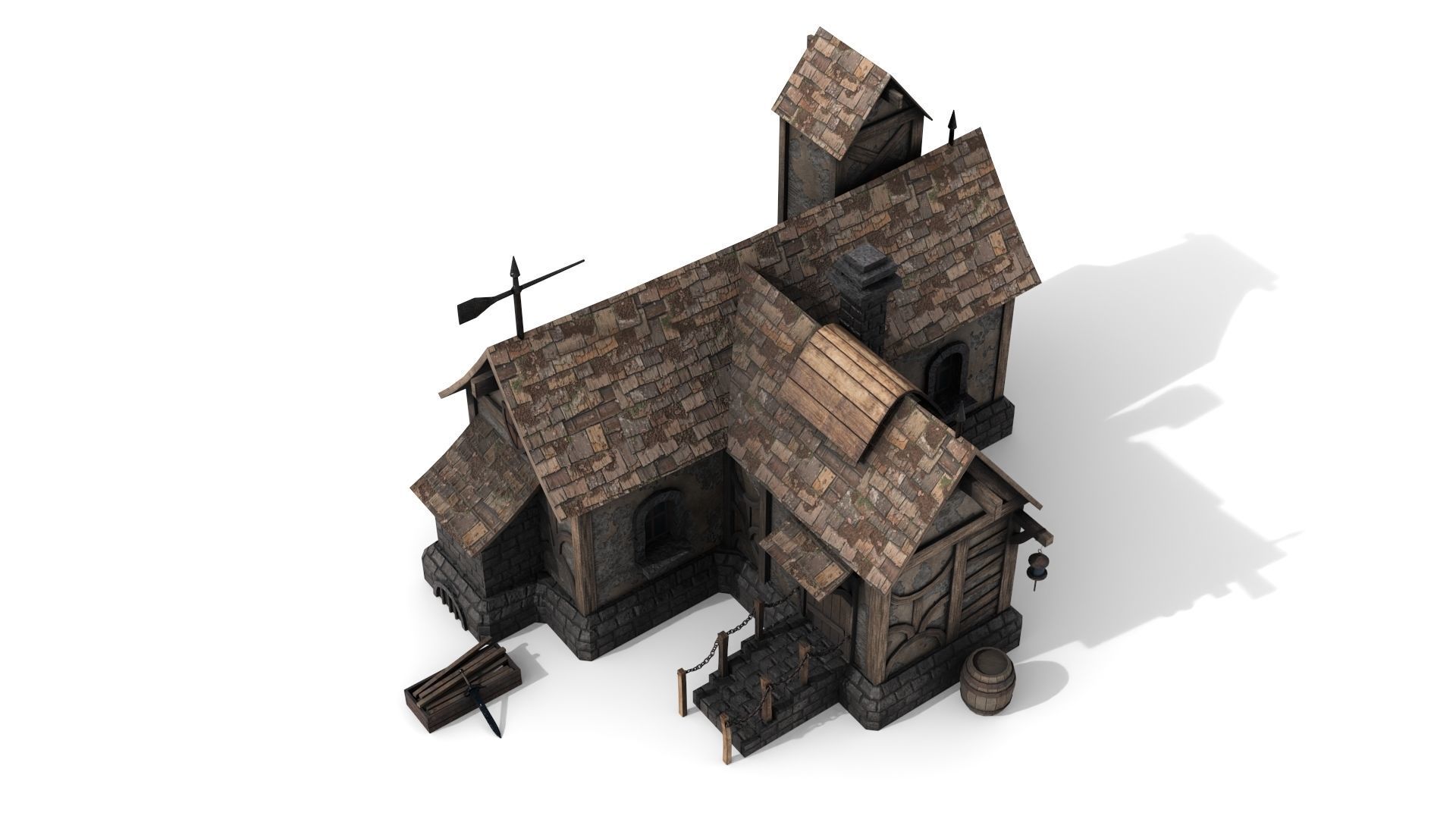 Medieval House Low-poly 3D model_5
