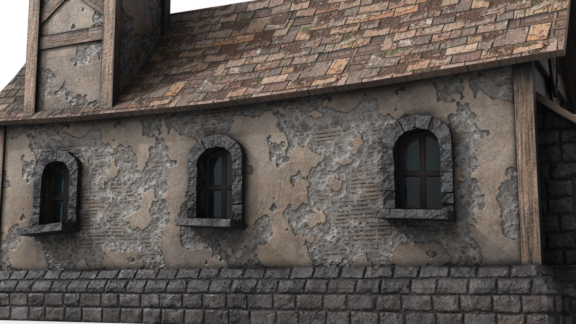 Medieval House Low-poly 3D model_8