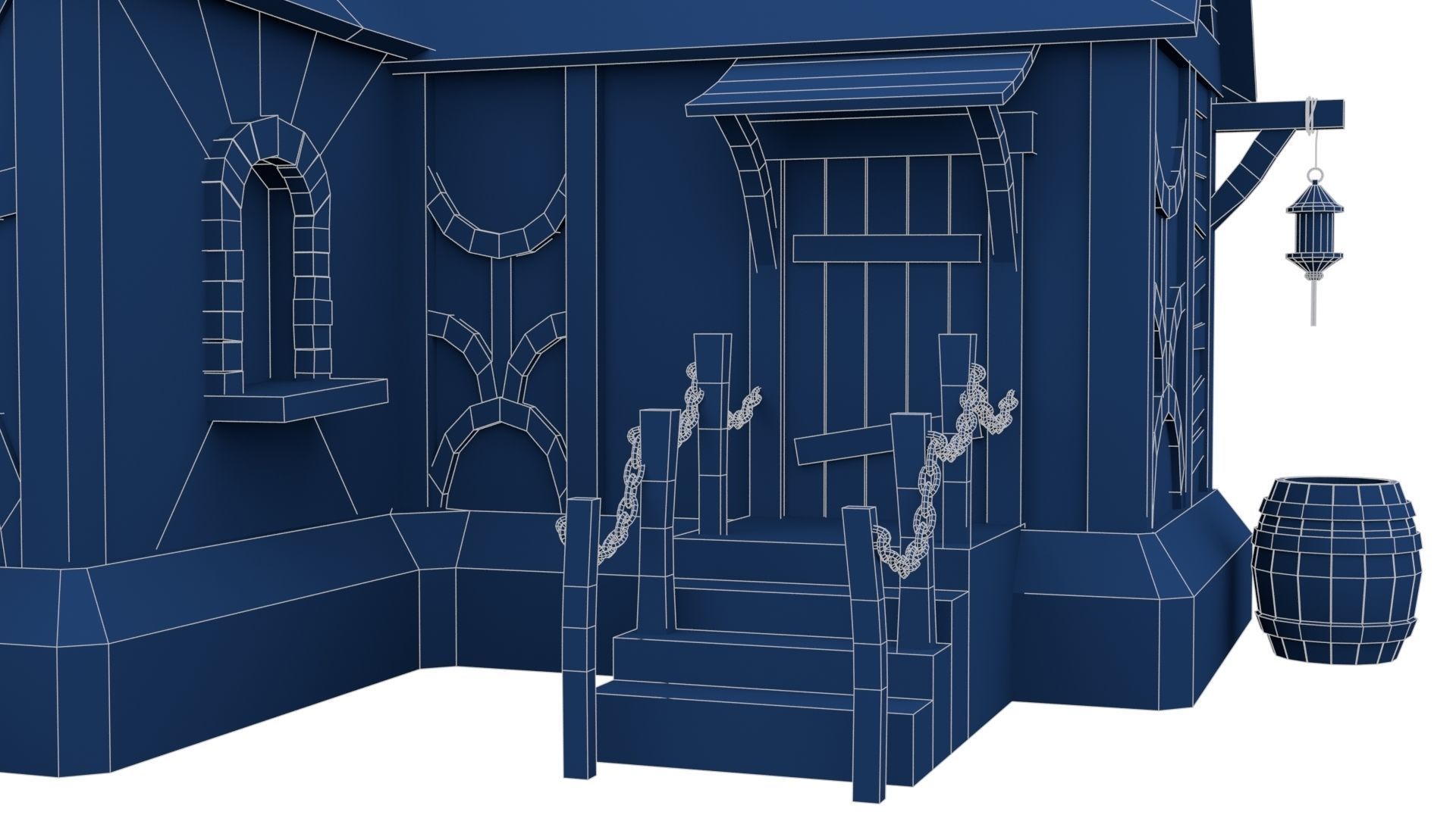 Medieval House Low-poly 3D model_29