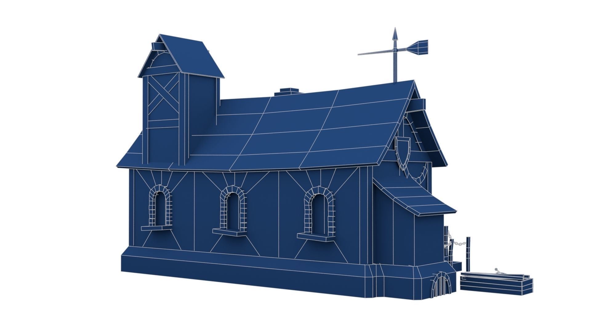 Medieval House Low-poly 3D model_21