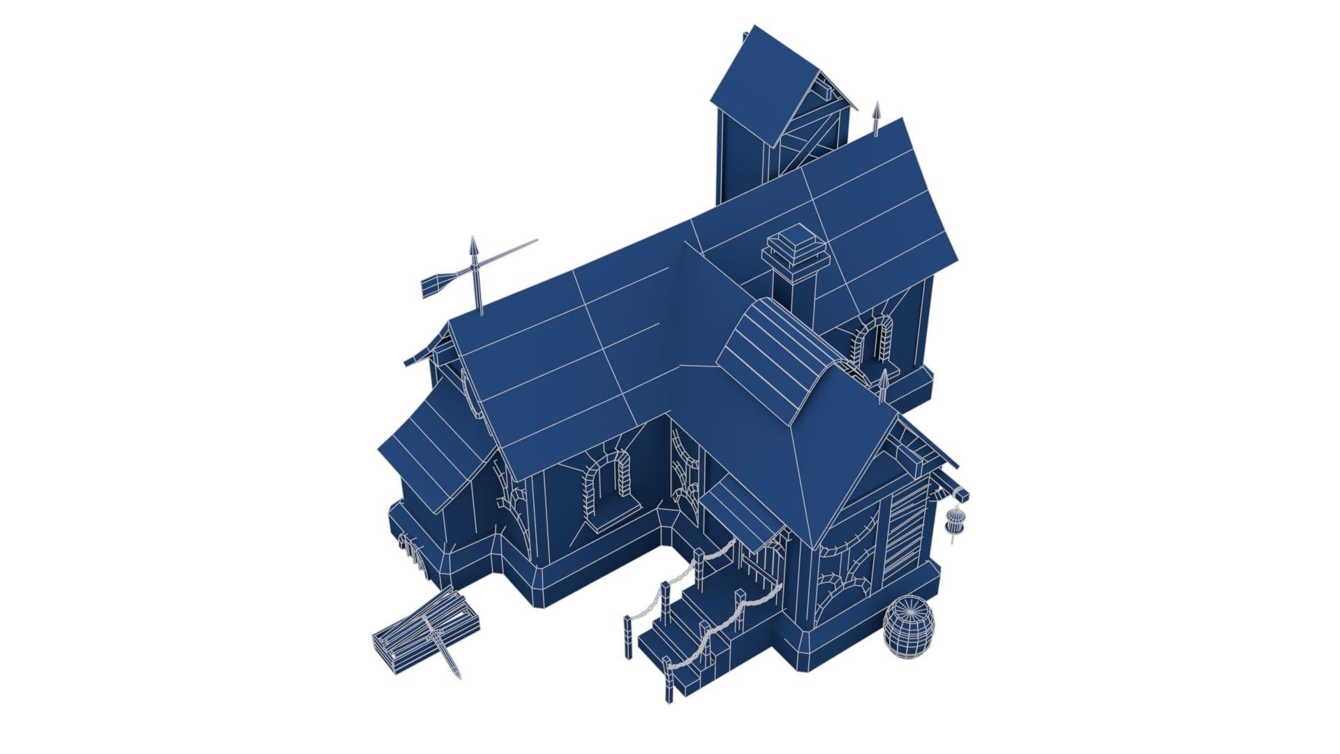 Medieval House Low-poly 3D model_25