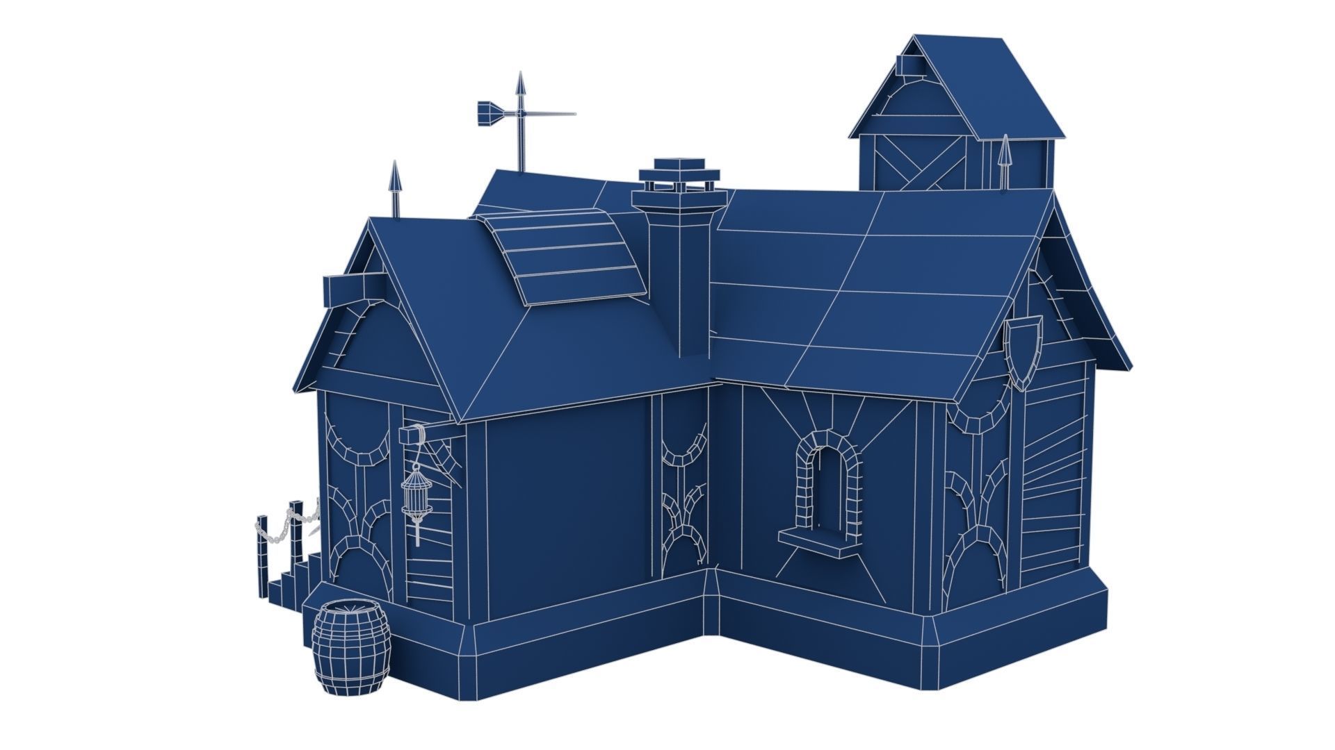 Medieval House Low-poly 3D model_22