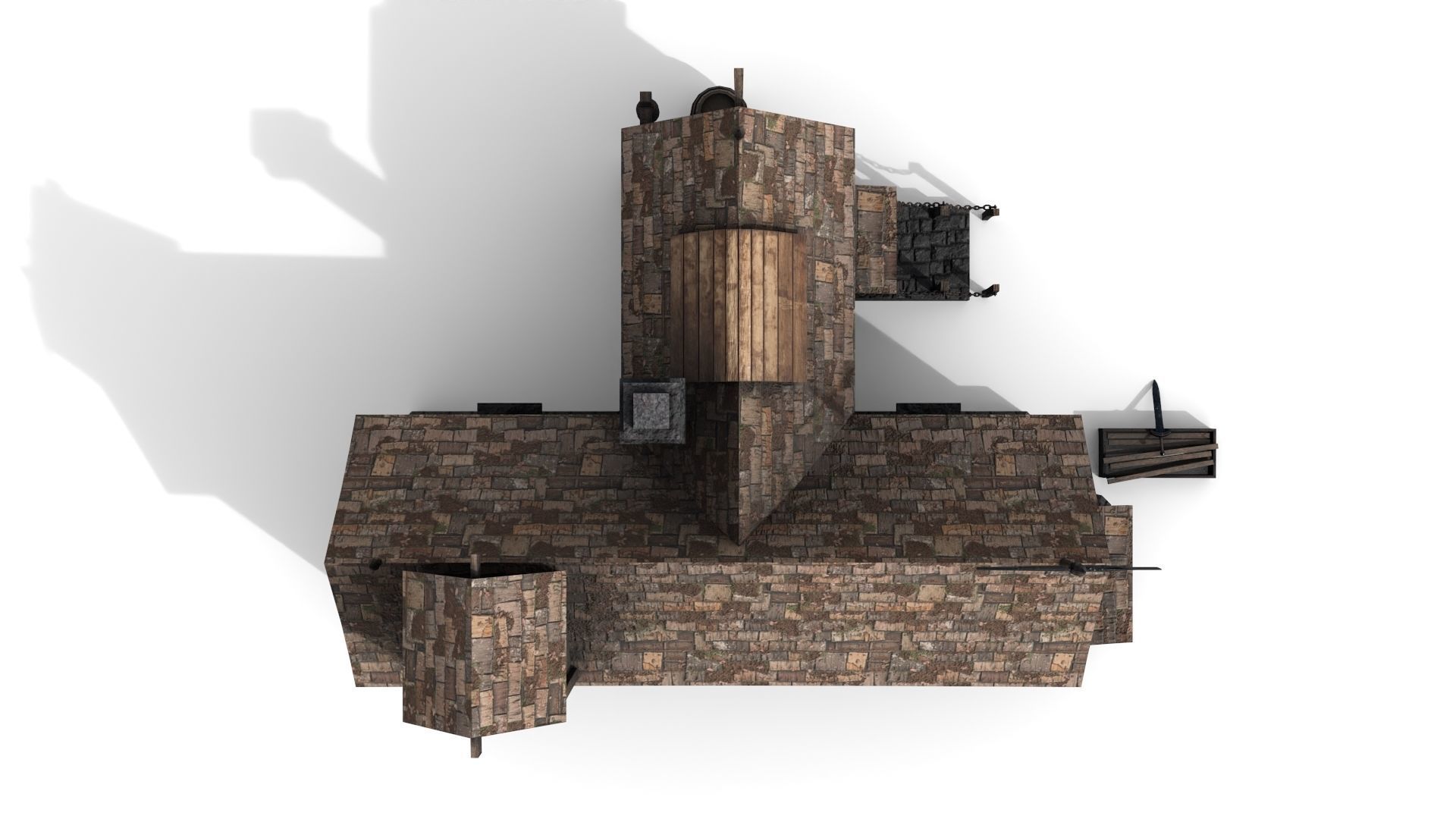 Medieval House Low-poly 3D model_6