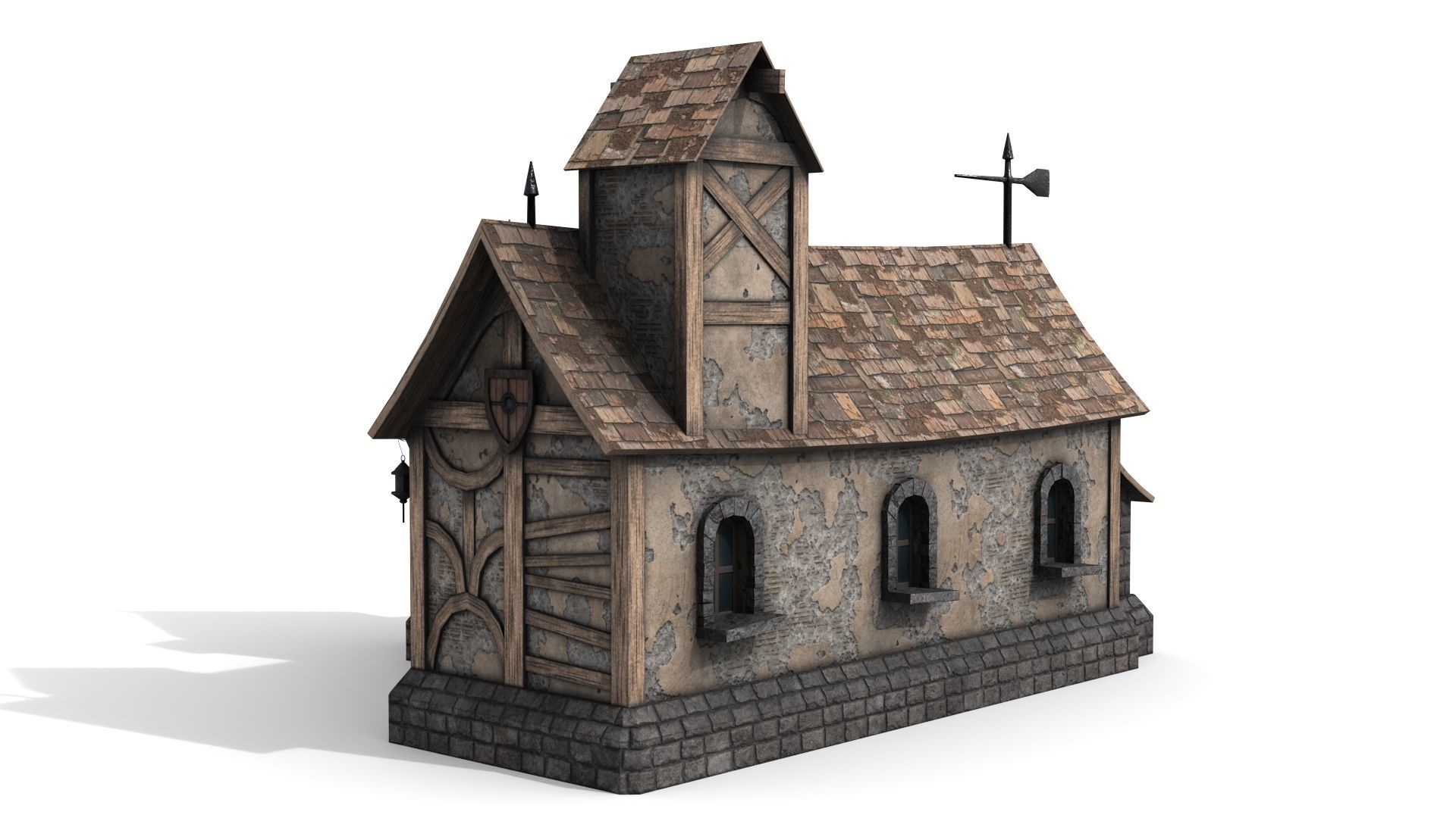 Medieval House Low-poly 3D model_3