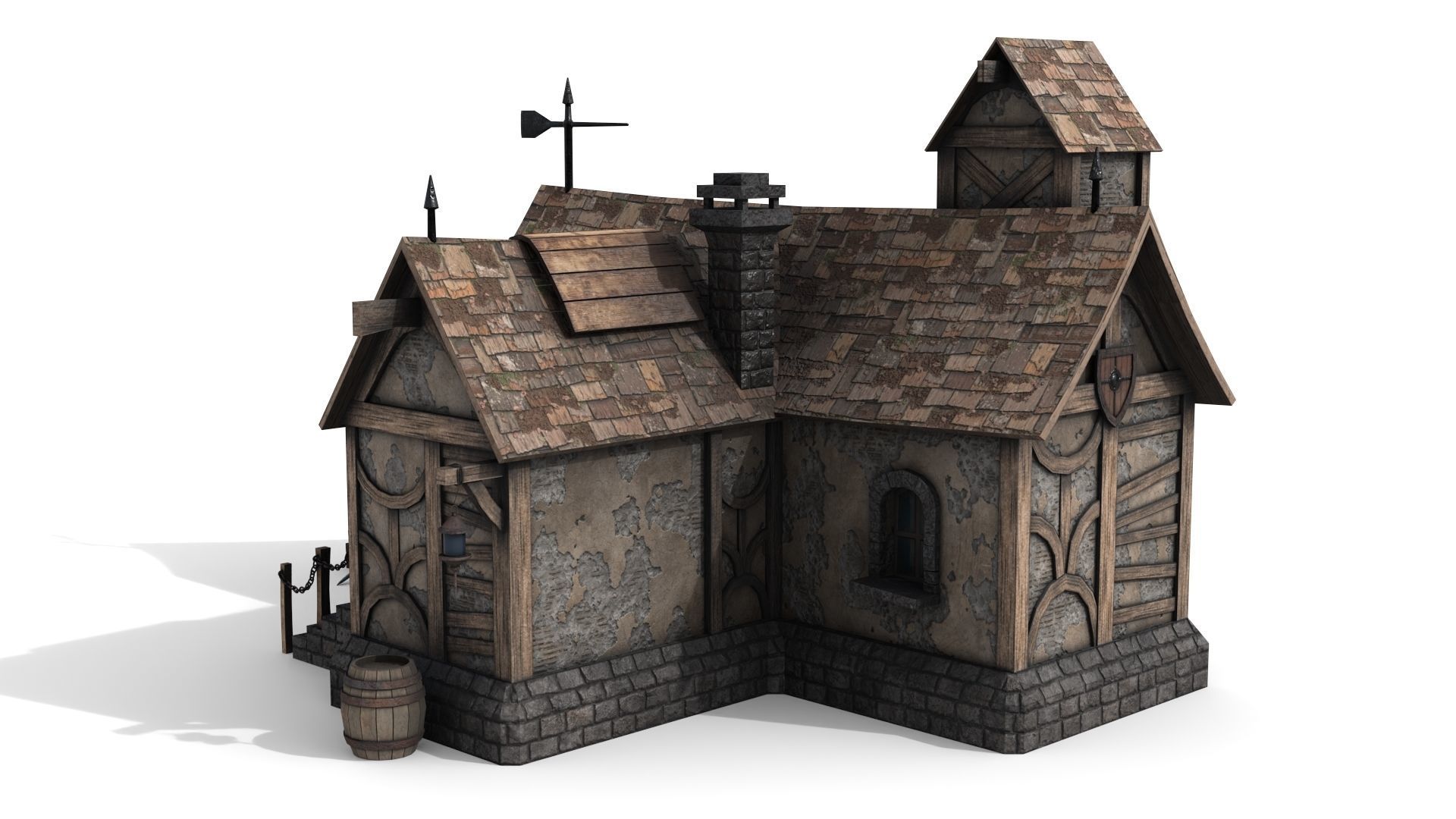 Medieval House Low-poly 3D model_2