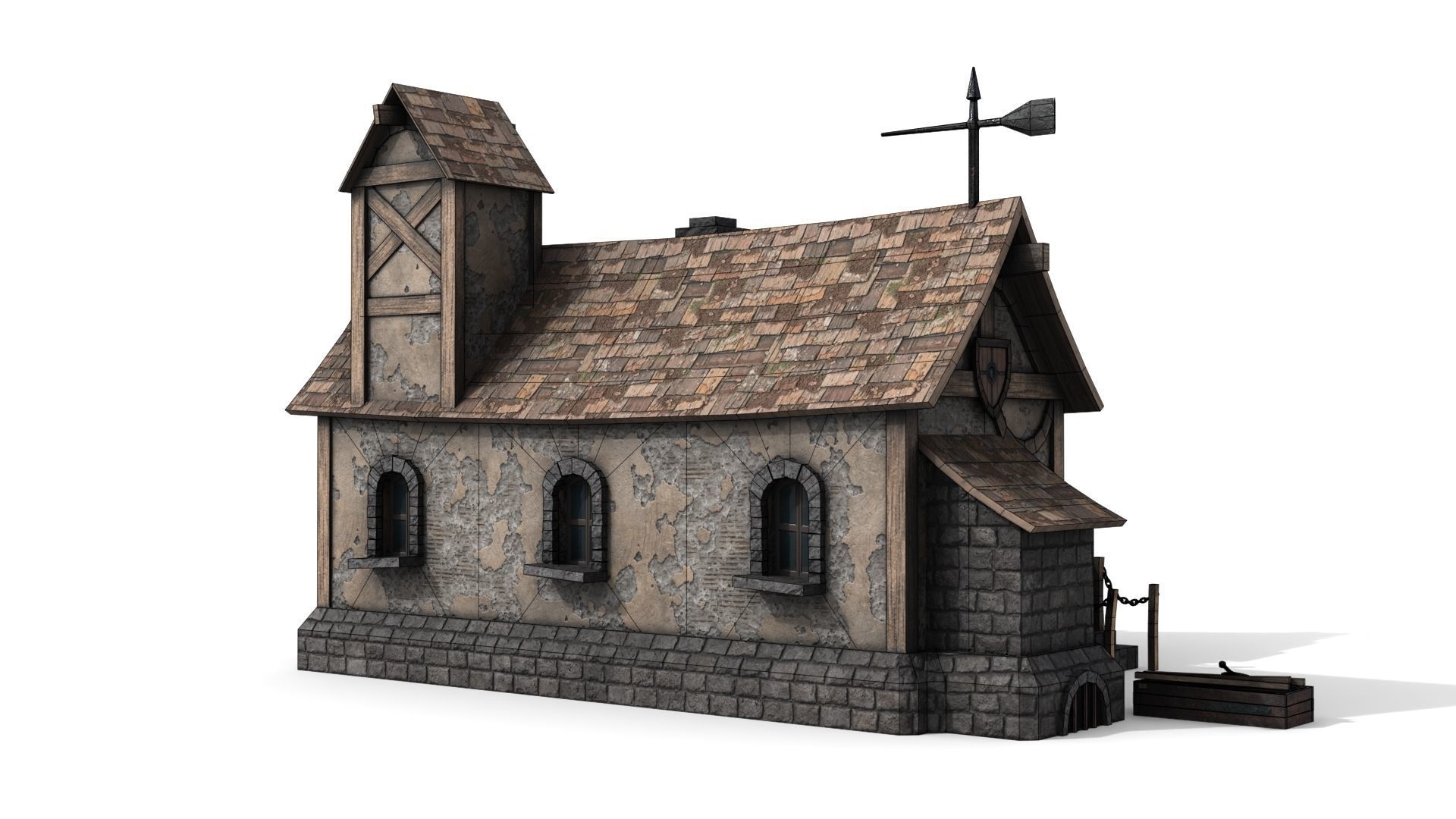 Medieval House Low-poly 3D model_11