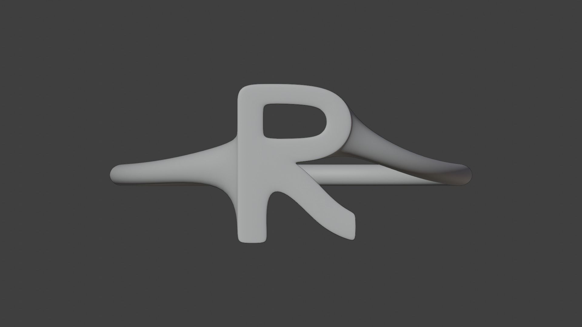 Ring R gold with letter 3D model_3