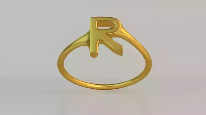 Ring R gold with letter