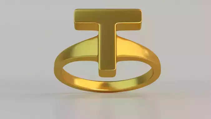 Ring T gold with letter