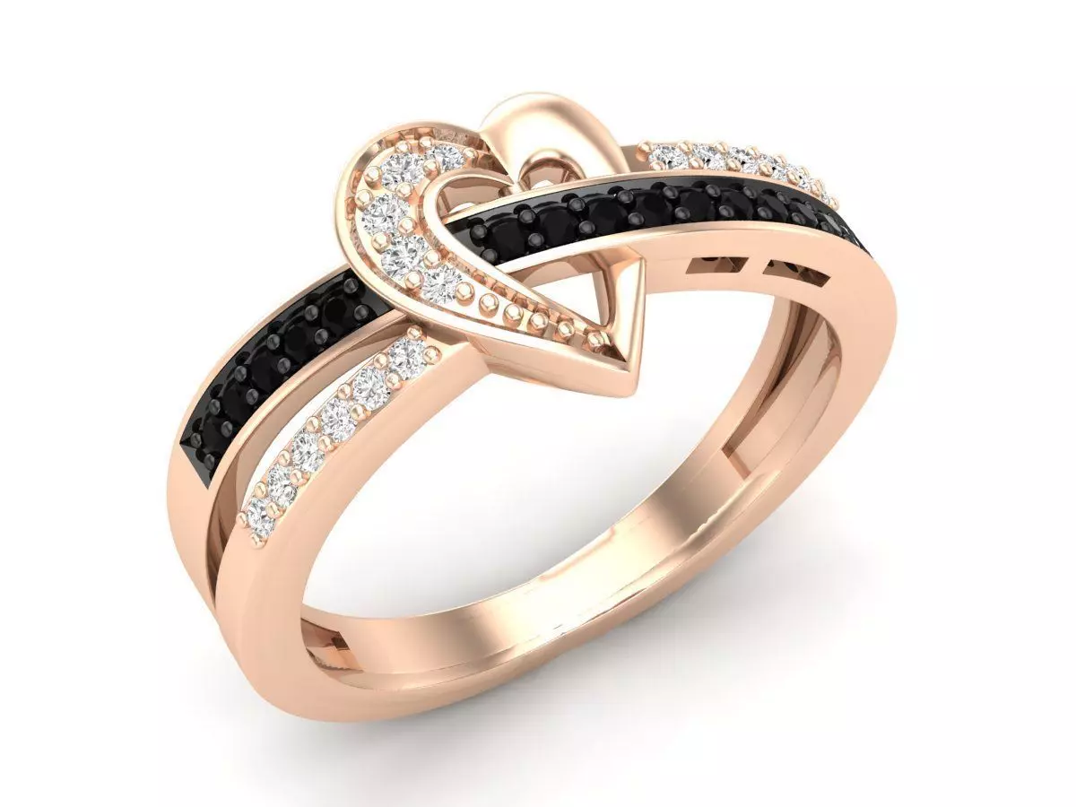 Heart shape diamond jewelry ring for woman 3D print model
