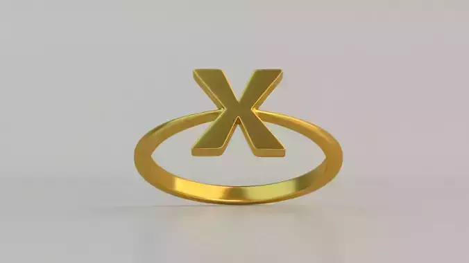 Ring X gold with letter