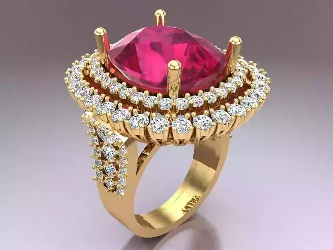 Gemstone rings - Oval stone ring - Diamond rings -  N3049