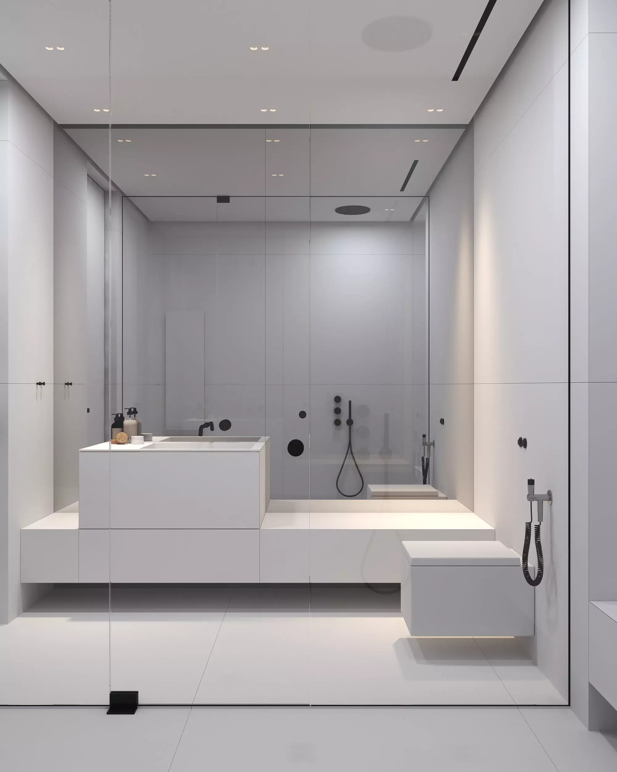 Bathroom 1 modern with glass walls 3D model