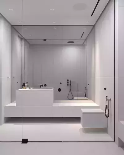 Bathroom 1 modern with glass walls