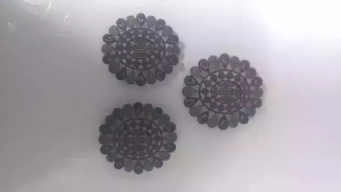 Pendant Set 6 of three metal flower buttons