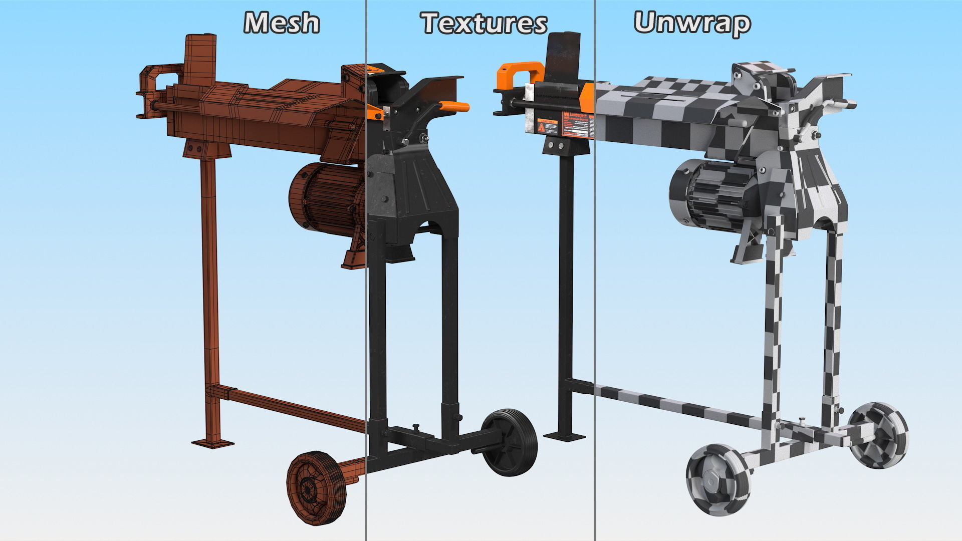 WEN 56207 Electric Log Splitter with Stand Rigged 3D model_17