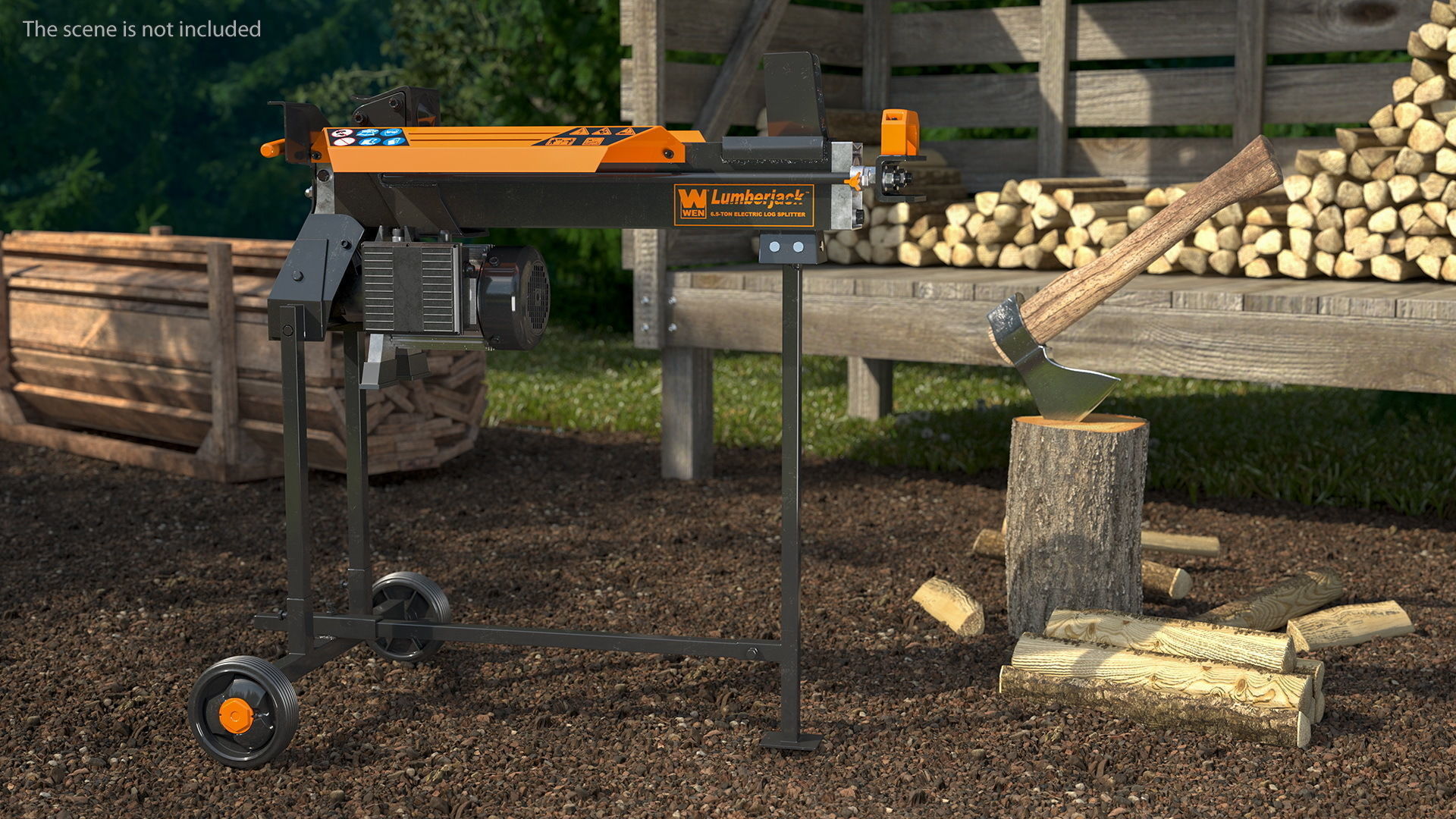 WEN 56207 Electric Log Splitter with Stand Rigged 3D model_3