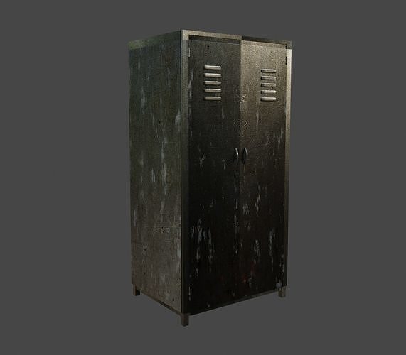Dirty old metal cabinet Low-poly 3D model