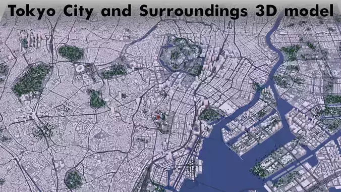 Tokyo Low-poly 3D model city and surroundings